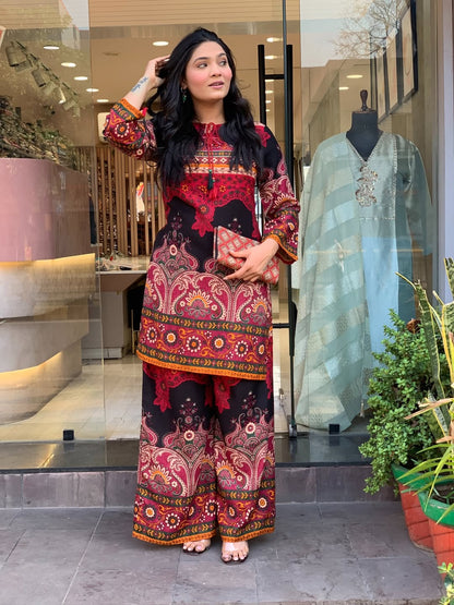 Royal Ethnic Printed Kurta Set with Designer Palazzo Pants