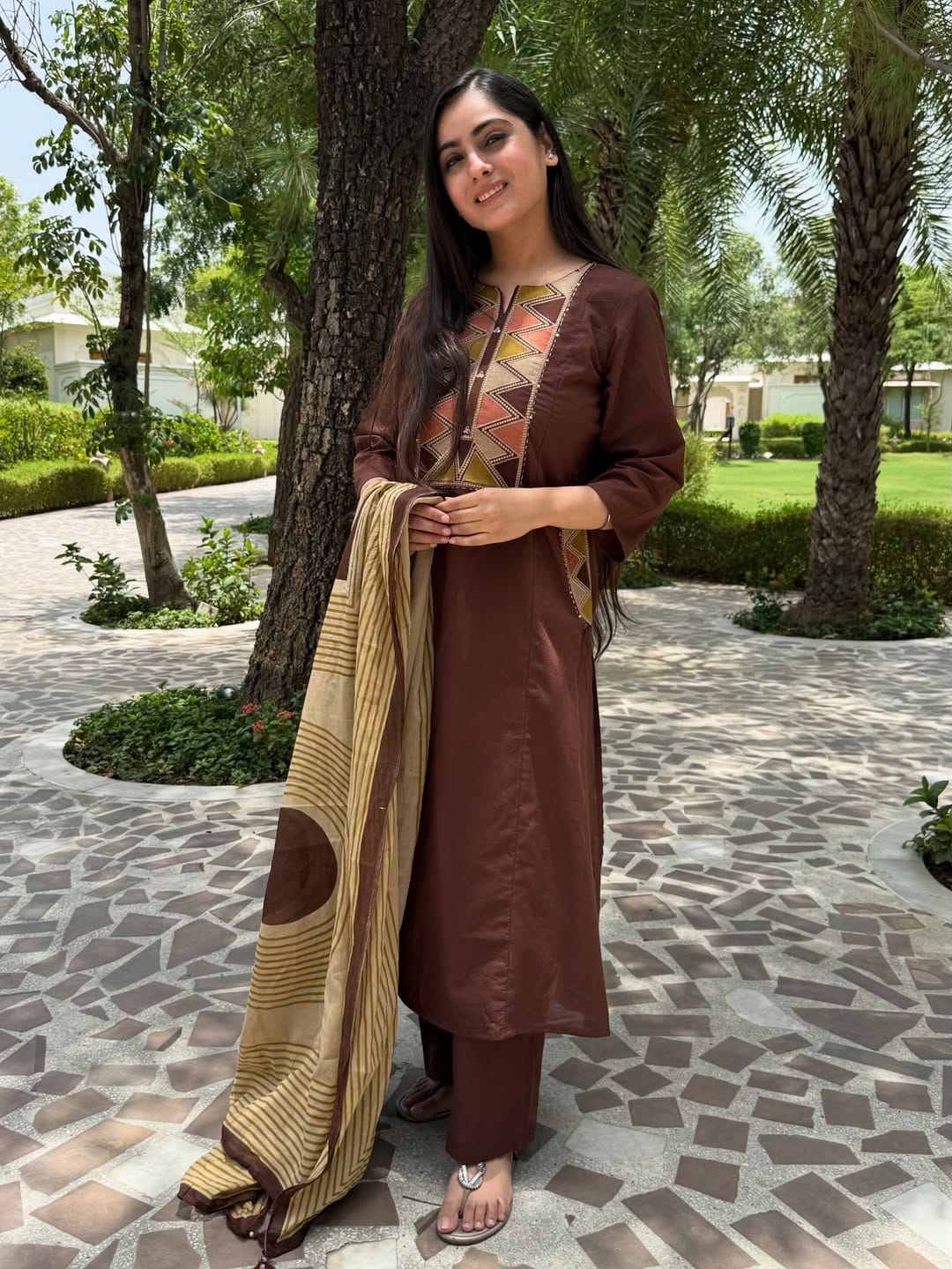 Maroon Embroidered Kurta Pant Dupatta Set