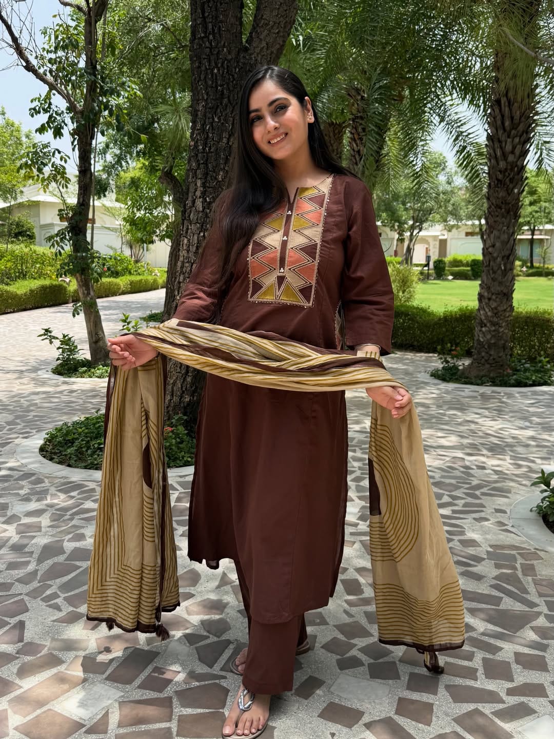 Maroon Embroidered Kurta Pant Dupatta Set
