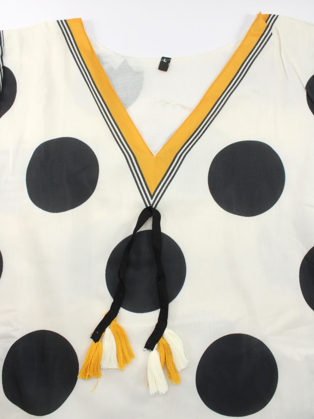 White Yellow Black Abstract Kurta Palazzo Dupatta Set
