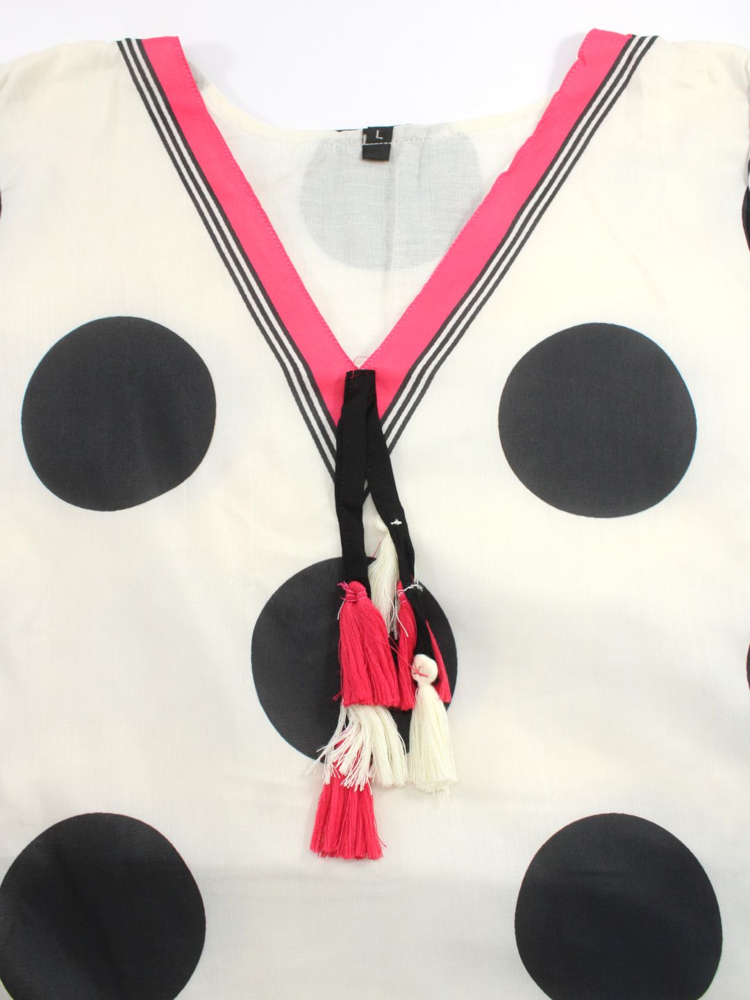 White Pink Black Abstract Kurta Palazzo Dupatta Set
