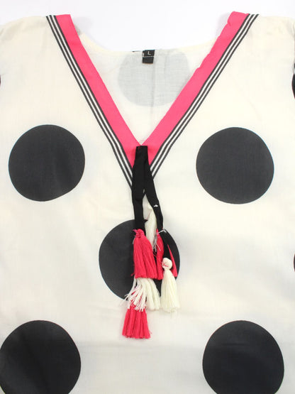 White Pink Black Abstract Kurta Palazzo Dupatta Set